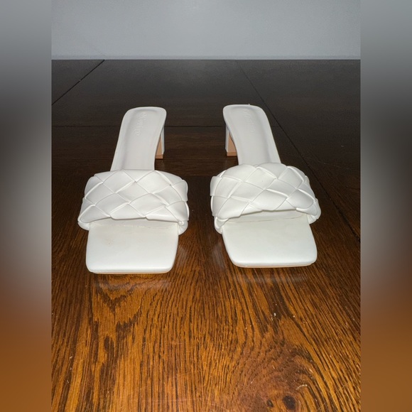 Womens Braided Heeled Sandal Backless Strappy Square Open Toe Slip On Block Chun - Picture 6 of 9